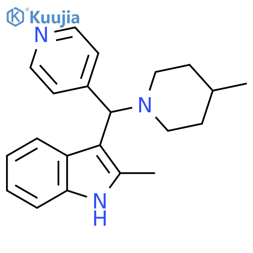 2-methyl-3-(4-methylpiperidin-1-yl)(pyridin-4-yl)methyl-1H-indole structure