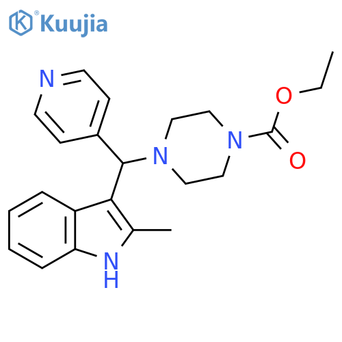 ethyl 4-(2-methyl-1H-indol-3-yl)(pyridin-4-yl)methylpiperazine-1-carboxylate structure