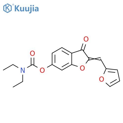 (2Z)-2-(furan-2-yl)methylidene-3-oxo-2,3-dihydro-1-benzofuran-6-yl N,N-diethylcarbamate structure