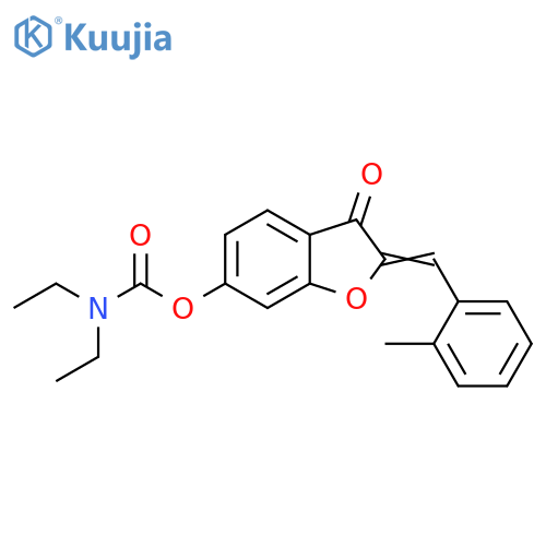 (2Z)-2-(2-methylphenyl)methylidene-3-oxo-2,3-dihydro-1-benzofuran-6-yl N,N-diethylcarbamate structure