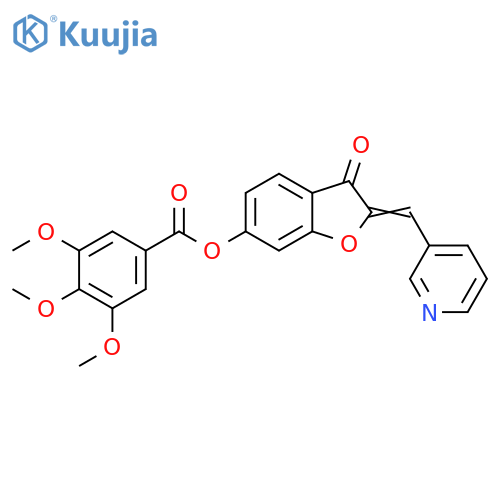 (2Z)-3-oxo-2-(pyridin-3-yl)methylidene-2,3-dihydro-1-benzofuran-6-yl 3,4,5-trimethoxybenzoate structure