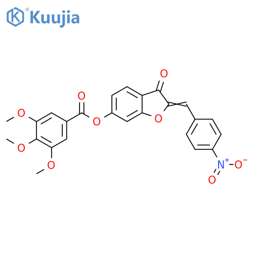 (2Z)-2-(4-nitrophenyl)methylidene-3-oxo-2,3-dihydro-1-benzofuran-6-yl 3,4,5-trimethoxybenzoate structure