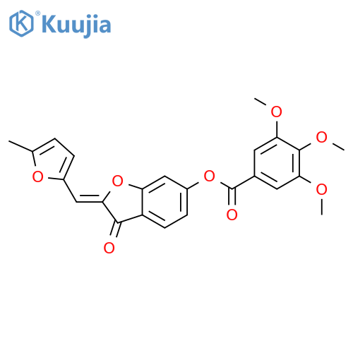 (2Z)-2-(5-methylfuran-2-yl)methylidene-3-oxo-2,3-dihydro-1-benzofuran-6-yl 3,4,5-trimethoxybenzoate structure