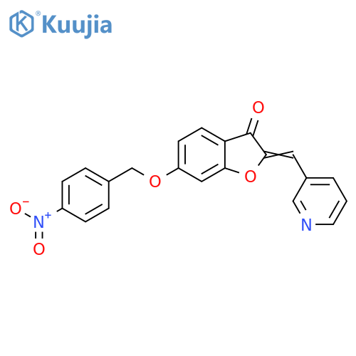 (2Z)-6-(4-nitrophenyl)methoxy-2-(pyridin-3-yl)methylidene-2,3-dihydro-1-benzofuran-3-one structure
