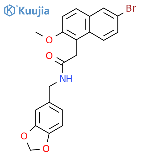 N-(2H-1,3-benzodioxol-5-yl)methyl-2-(6-bromo-2-methoxynaphthalen-1-yl)acetamide structure