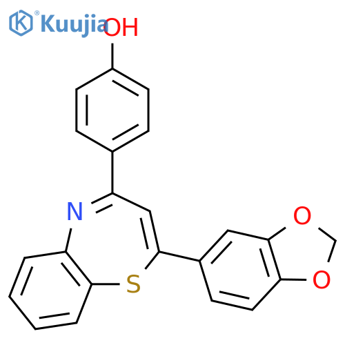 Phenol, 4-[2-(1,3-benzodioxol-5-yl)-1,5-benzothiazepin-4-yl]- structure