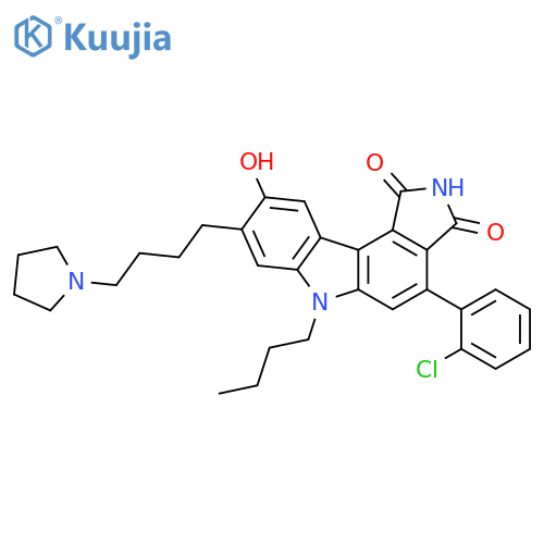 Pyrrolo[3,4-c]carbazole-1,3(2H,6H)-dione,6-butyl-4-(2-chlorophenyl)-9-hydroxy-8-[4-(1-pyrrolidinyl)butyl]- structure