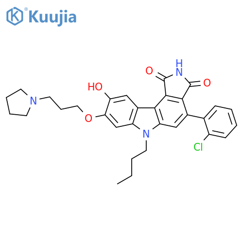 Pyrrolo[3,4-c]carbazole-1,3(2H,6H)-dione,6-butyl-4-(2-chlorophenyl)-9-hydroxy-8-[3-(1-pyrrolidinyl)propoxy]- structure