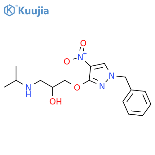 2-Propanol,1-[(1-methylethyl)amino]-3-[[4-nitro-1-(phenylmethyl)-1H-pyrazol-3-yl]oxy]- structure