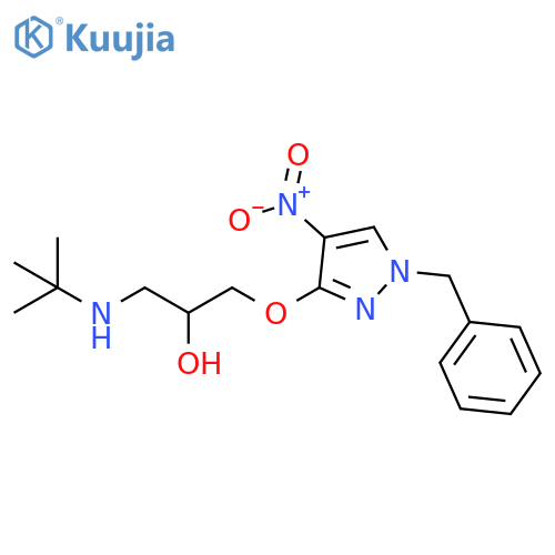 2-Propanol,1-[(1,1-dimethylethyl)amino]-3-[[4-nitro-1-(phenylmethyl)-1H-pyrazol-3-yl]oxy]- structure