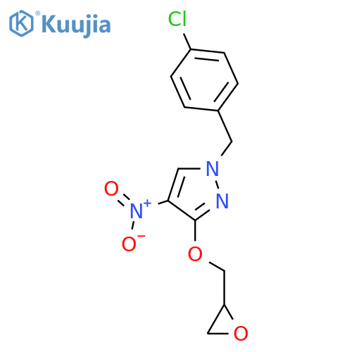 1H-Pyrazole, 1-[(4-chlorophenyl)methyl]-4-nitro-3-(oxiranylmethoxy)- structure
