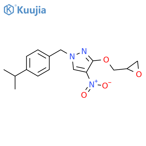 1H-Pyrazole,1-[[4-(1-methylethyl)phenyl]methyl]-4-nitro-3-(oxiranylmethoxy)- structure