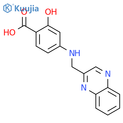 Benzoic acid, 2-hydroxy-4-[(2-quinoxalinylmethyl)amino]- structure