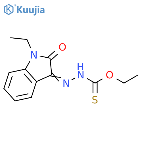 Hydrazinecarbothioic acid, 2-(1-ethyl-1,2-dihydro-2-oxo-3H-indol-3-ylidene)-, O-ethyl ester structure
