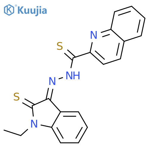 N-[(z)-(1-ethyl-2-sulfanylideneindol-3-ylidene)amino]quinoline-2-carbothioamide structure