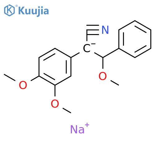 Benzenepropanenitrile, α-(3,4-dimethoxyphenyl)-β-methoxy-, ion(1-), sodium (9CI) structure