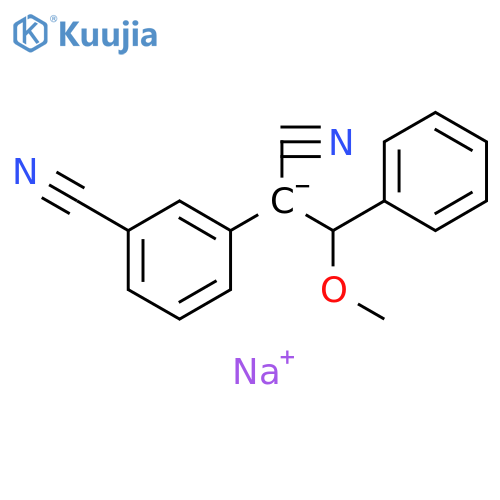 Benzenepropanenitrile, a-(3-cyanophenyl)-b-methoxy-, ion(1-), sodium structure