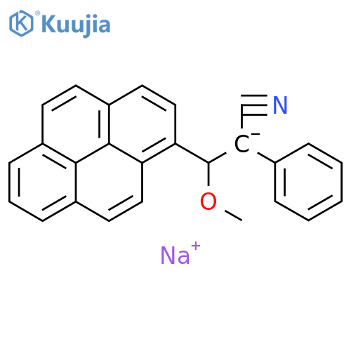 1-Pyrenepropanenitrile, b-methoxy-a-phenyl-, ion(1-), sodium structure