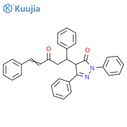 3H-Pyrazol-3-one,2,4-dihydro-4-(3-oxo-1,5-diphenyl-4-pentenyl)-2,5-diphenyl- structure