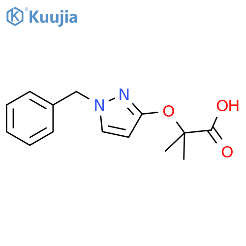 Propanoic acid, 2-methyl-2-[[1-(phenylmethyl)-1H-pyrazol-3-yl]oxy]- structure