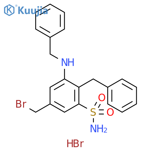 Benzenesulfonamide, 5-(bromomethyl)-2-(phenylmethyl)-3-[(phenylmethyl)amino]-, hydrobromide (1:1) structure