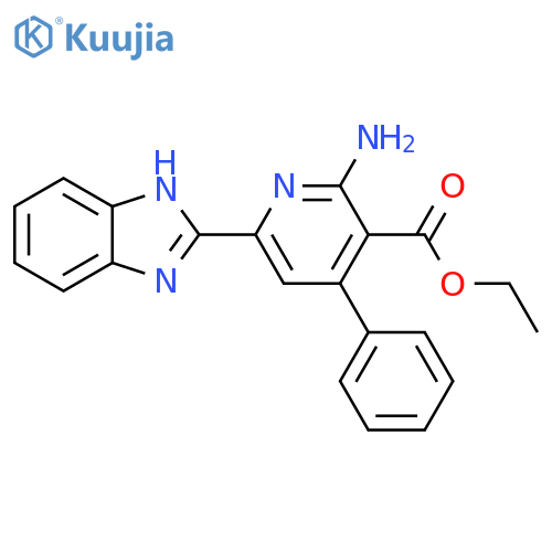 3-Pyridinecarboxylic acid, 2-amino-6-(1H-benzimidazol-2-yl)-4-phenyl-,ethyl ester structure
