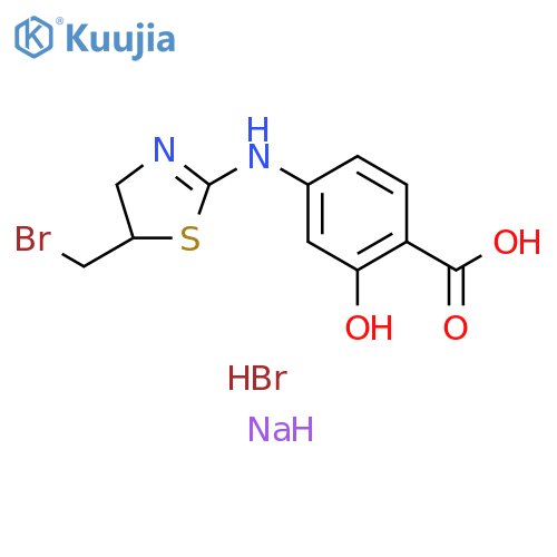Benzoic acid, 4-[[5-(bromomethyl)-4,5-dihydro-2-thiazolyl]amino]-2-hydroxy-, sodium salt, hydrobromide (1:1:1) structure