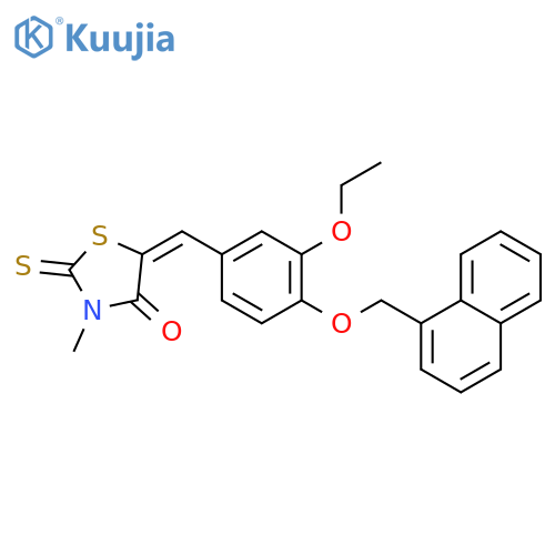 (5E)-5-[3-ethoxy-4-(naphthalen-1-ylmethoxy)benzylidene]-3-methyl-2-thioxo-1,3-thiazolidin-4-one structure