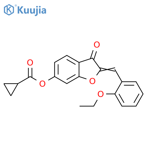 (2Z)-2-(2-ethoxyphenyl)methylidene-3-oxo-2,3-dihydro-1-benzofuran-6-yl cyclopropanecarboxylate structure