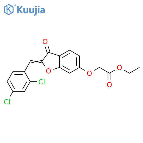 ethyl 2-{(2Z)-2-(2,4-dichlorophenyl)methylidene-3-oxo-2,3-dihydro-1-benzofuran-6-yloxy}acetate structure