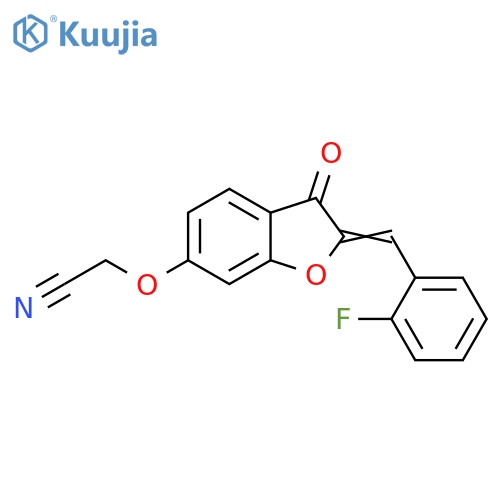 2-{(2Z)-2-(2-fluorophenyl)methylidene-3-oxo-2,3-dihydro-1-benzofuran-6-yloxy}acetonitrile structure