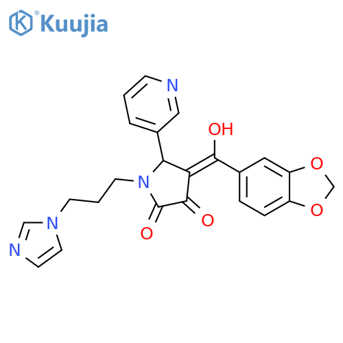 4-(2H-1,3-benzodioxole-5-carbonyl)-3-hydroxy-1-[3-(1H-imidazol-1-yl)propyl]-5-(pyridin-3-yl)-2,5-dihydro-1H-pyrrol-2-one structure