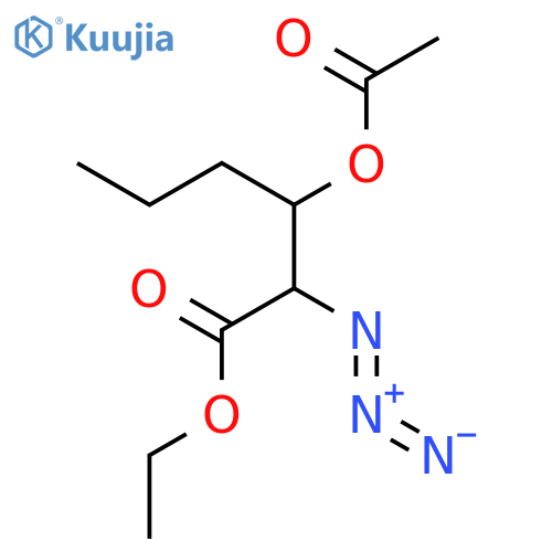 Hexanoic acid, 3-(acetyloxy)-2-azido-, ethyl ester structure