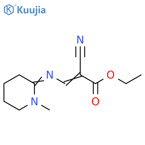 2-Propenoic acid, 2-cyano-3-[(1-methyl-2-piperidinylidene)amino]-, ethyl ester structure