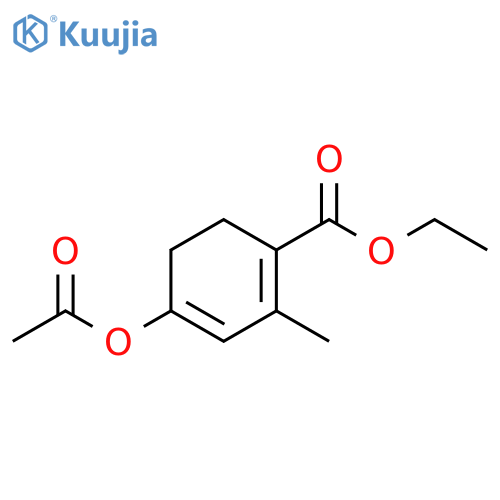 1,3-Cyclohexadiene-1-carboxylic acid, 4-(acetyloxy)-2-methyl-, ethyl ester structure