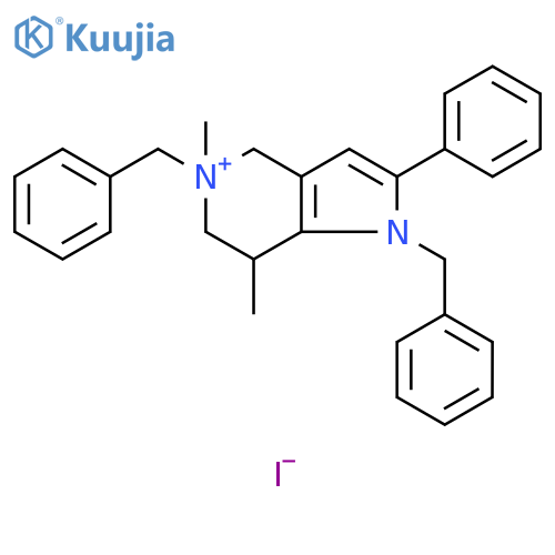 1H-Pyrrolo[3,2-c]pyridinium, 4,5,6,7-tetrahydro-5,7-dimethyl-2-phenyl-1,5-bis(phenylmethyl)-, iodide (1:1) structure