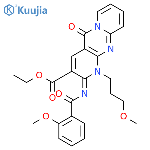ethyl (2E)-2-[(2-methoxybenzoyl)imino]-1-(3-methoxypropyl)-5-oxo-1,5-dihydro-2H-dipyrido[1,2-a:2',3'-d]pyrimidine-3-carboxylate structure