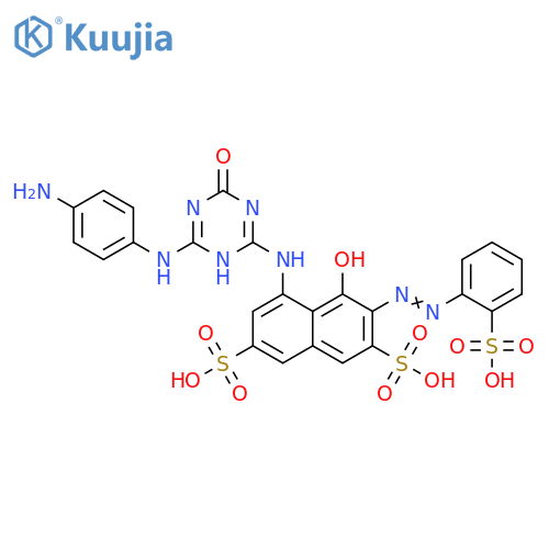 2,7-Naphthalenedisulfonic acid, 5-[[6-[(4-aminophenyl)amino]-1,4-dihydro-4-oxo-1,3,5-triazin-2-yl]amino]-4-hydroxy-3-[(2-sulfophenyl)azo]- (9CI) structure