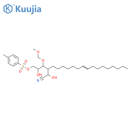 10-Nonadecenenitrile,2-hydroxy-3-[2-hydroxy-1-(methoxymethoxy)-3-[[(4-methylphenyl)sulfonyl]oxy]propyl]- structure