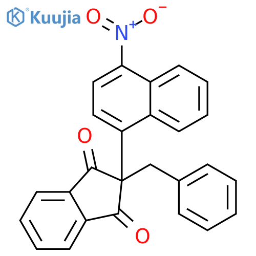 1H-Indene-1,3(2H)-dione, 2-(4-nitro-1-naphthalenyl)-2-(phenylmethyl)- structure