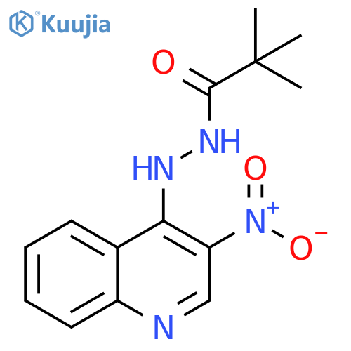 Propanoic acid, 2,2-dimethyl-, 2-(3-nitro-4-quinolinyl)hydrazide structure
