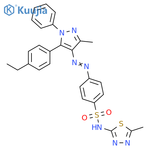 Benzenesulfonamide,4-[[5-(4-ethylphenyl)-3-methyl-1-phenyl-1H-pyrazol-4-yl]azo]-N-(5-methyl-1,3,4-thiadiazol-2-yl)- structure