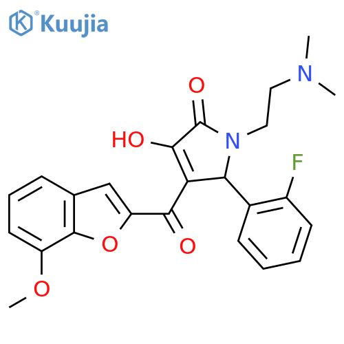 1-2-(dimethylamino)ethyl-5-(2-fluorophenyl)-3-hydroxy-4-(7-methoxy-1-benzofuran-2-carbonyl)-2,5-dihydro-1H-pyrrol-2-one structure