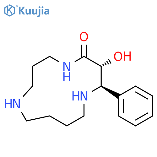 1,5,9-Triazacyclotridecan-4-one, 3-hydroxy-2-phenyl-, (2R,3R)- structure