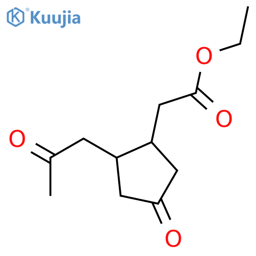 Cyclopentaneacetic acid, 4-oxo-2-(2-oxopropyl)-, ethyl ester, trans- structure