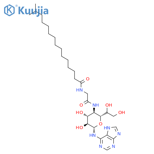 4-deoxy-4-{[N-(14-methylpentadecanoyl)glycyl]amino}-N-5H-purin-6-ylheptopyranosylamine structure