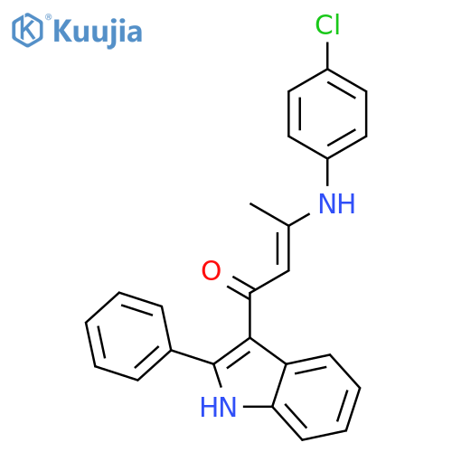 (2Z)-3-[(4-chlorophenyl)amino]-1-(2-phenyl-1H-indol-3-yl)but-2-en-1-one structure