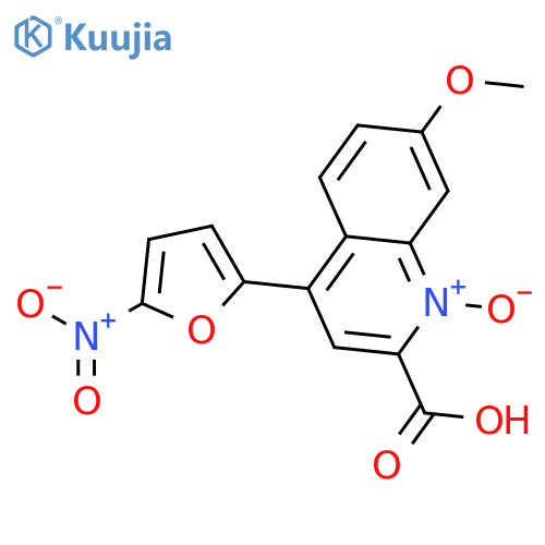 2-Quinolinecarboxylic acid, 7-methoxy-4-(5-nitro-2-furanyl)-, 1-oxide structure