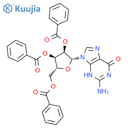 2-(2-Amino-6-oxo-1,6-dihydro-9H-purin-9-yl)-5-(benzoyloxy)methyltetrahydrofuran-3,4-diyl dibenzoate structure