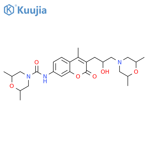 4-Morpholinecarboxamide,N-[3-[3-(2,6-dimethyl-4-morpholinyl)-2-hydroxypropyl]-4-methyl-2-oxo-2H-1-benzopyran-7-yl]-2,6-dimethyl- structure